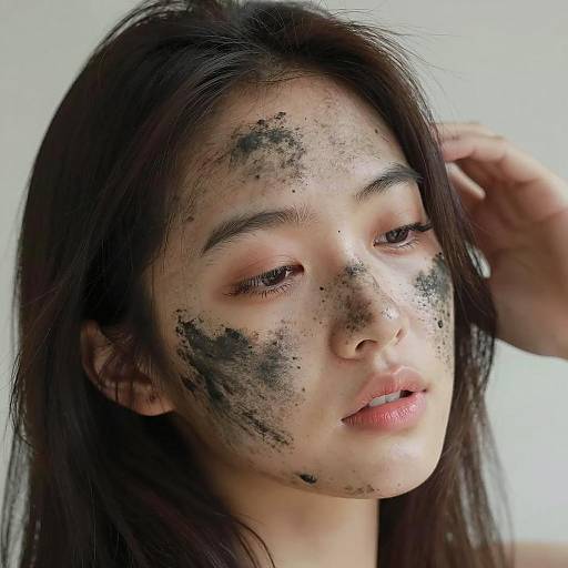 Close-Up Portrait of Mud-Covered Woman