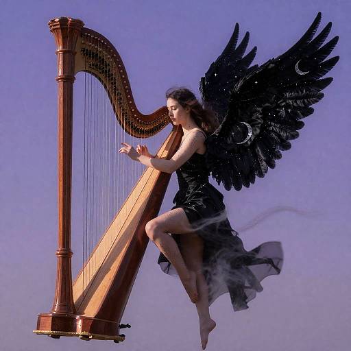 Moonlit Nocturne Harpist with Opaline Wings