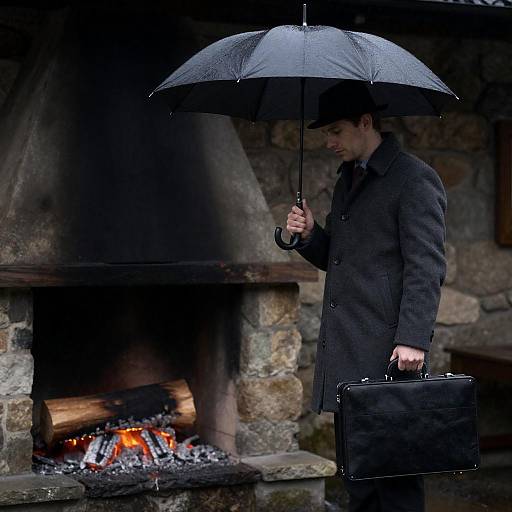 Mysterious Man in Dimly Lit Room