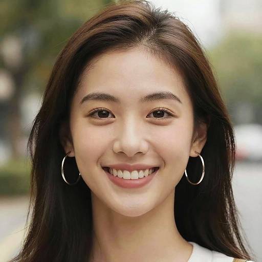Photorealistic Smiling Asian Woman Portrait