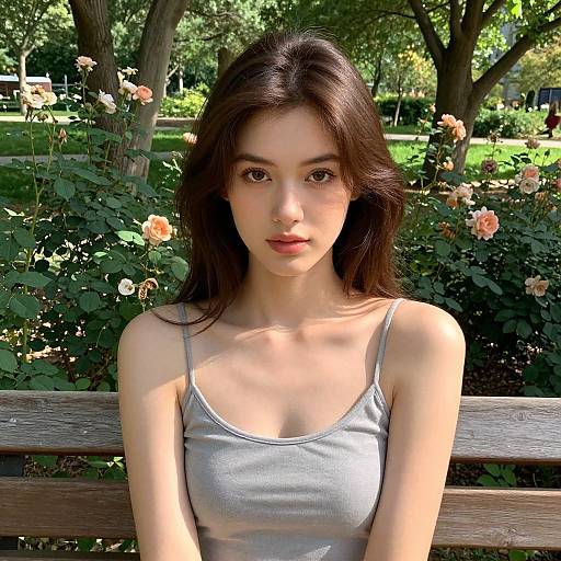 Young Woman in Sunny Garden