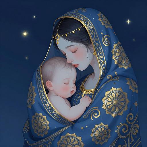 Ethereal Mother and Baby Illustration