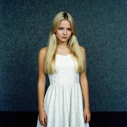 Teen Girl in White Dress with Blonde Hair
