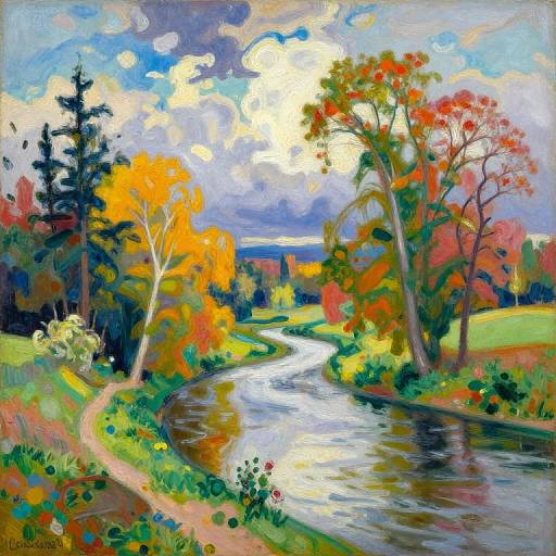 Vibrant Landscape with River and Sky