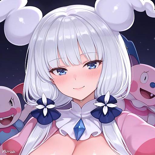 Illustration of Mr. mime, pokemon in the style of Norza