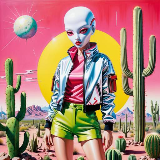Surreal Alien Girl in Futuristic Ruins