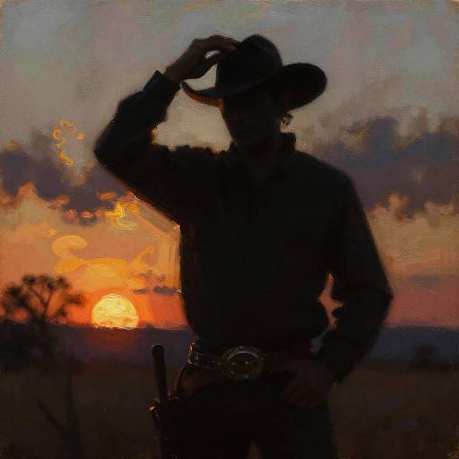 Silhouette Cowboy at Sunset