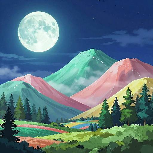 Dreamy Anime Nocturne Landscape