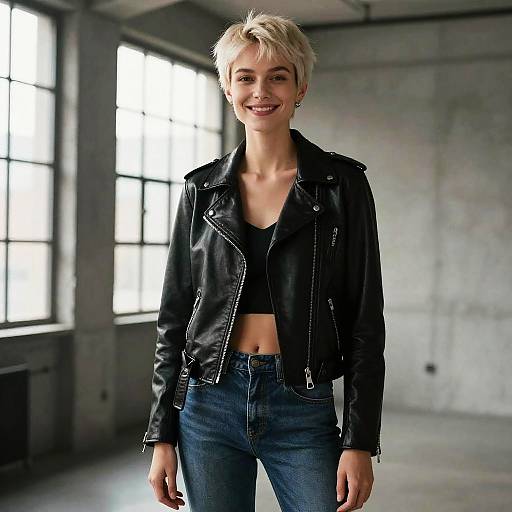 Platinum Blonde Pixie in Industrial Loft