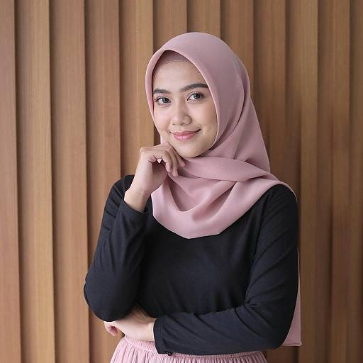 Portrait of Asian Woman in Pink Hijab