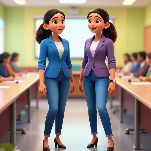 Two Tamil Girls in Conference Room