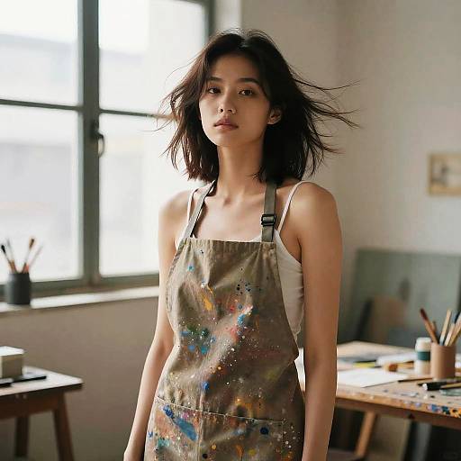 Windswept Hair Female Artist Portrait