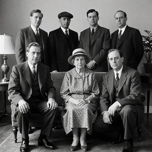 Vintage Family Gathering in Black and White