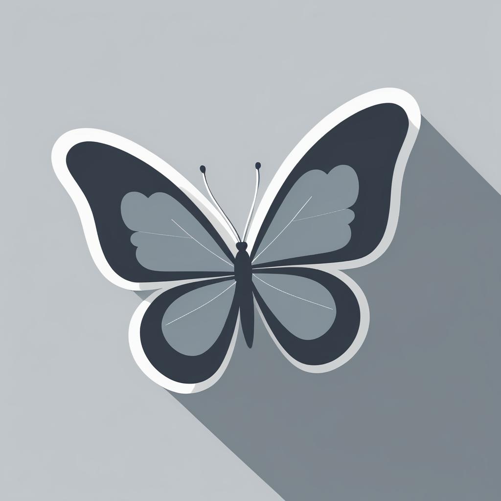 Minimalist Slate Gray Butterfly Illustration