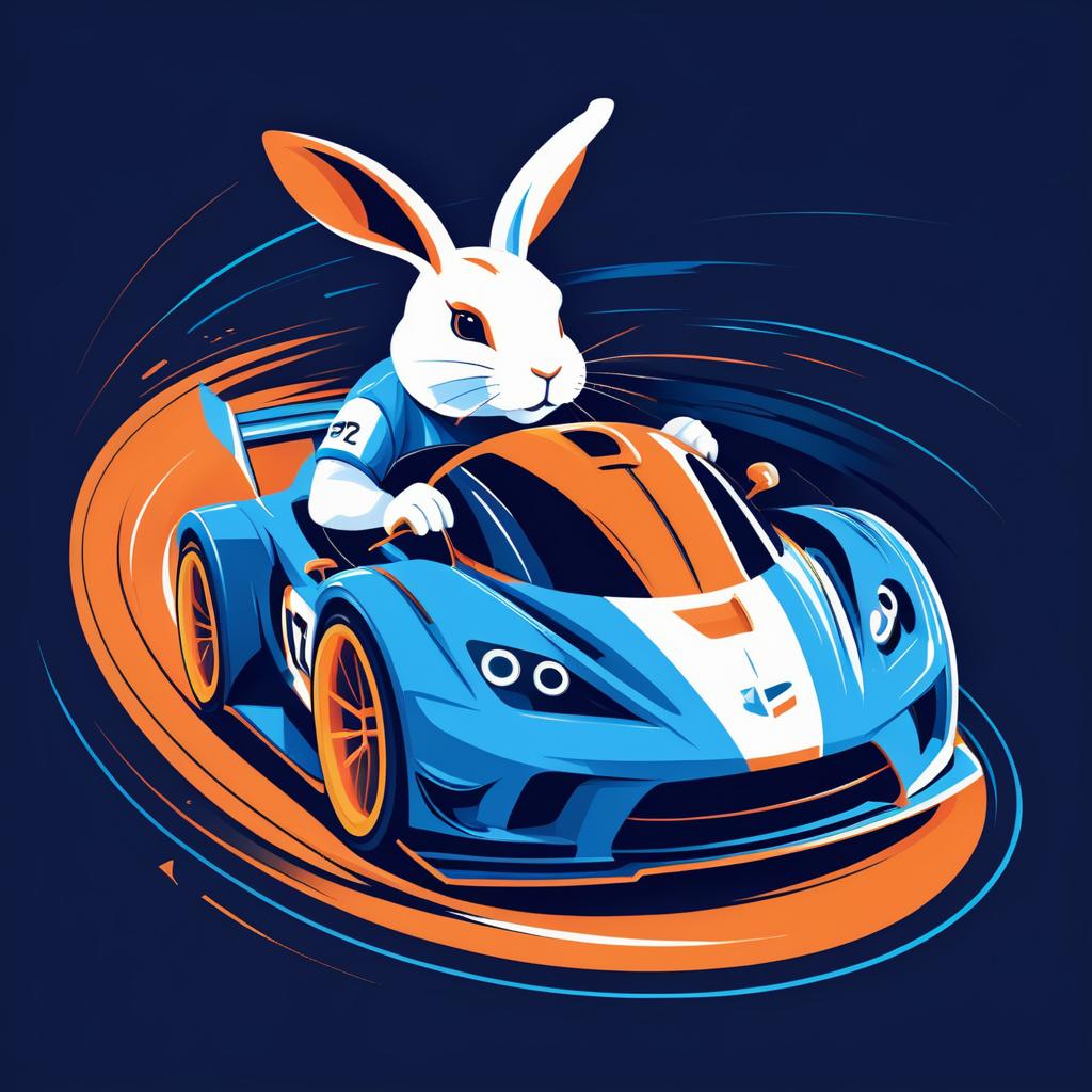 Vibrant Racing Rabbit Cartoon Vector Design