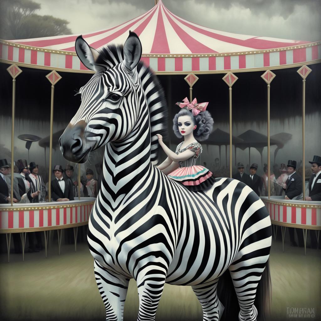 Vintage Circus Zebra in Pop Surrealism