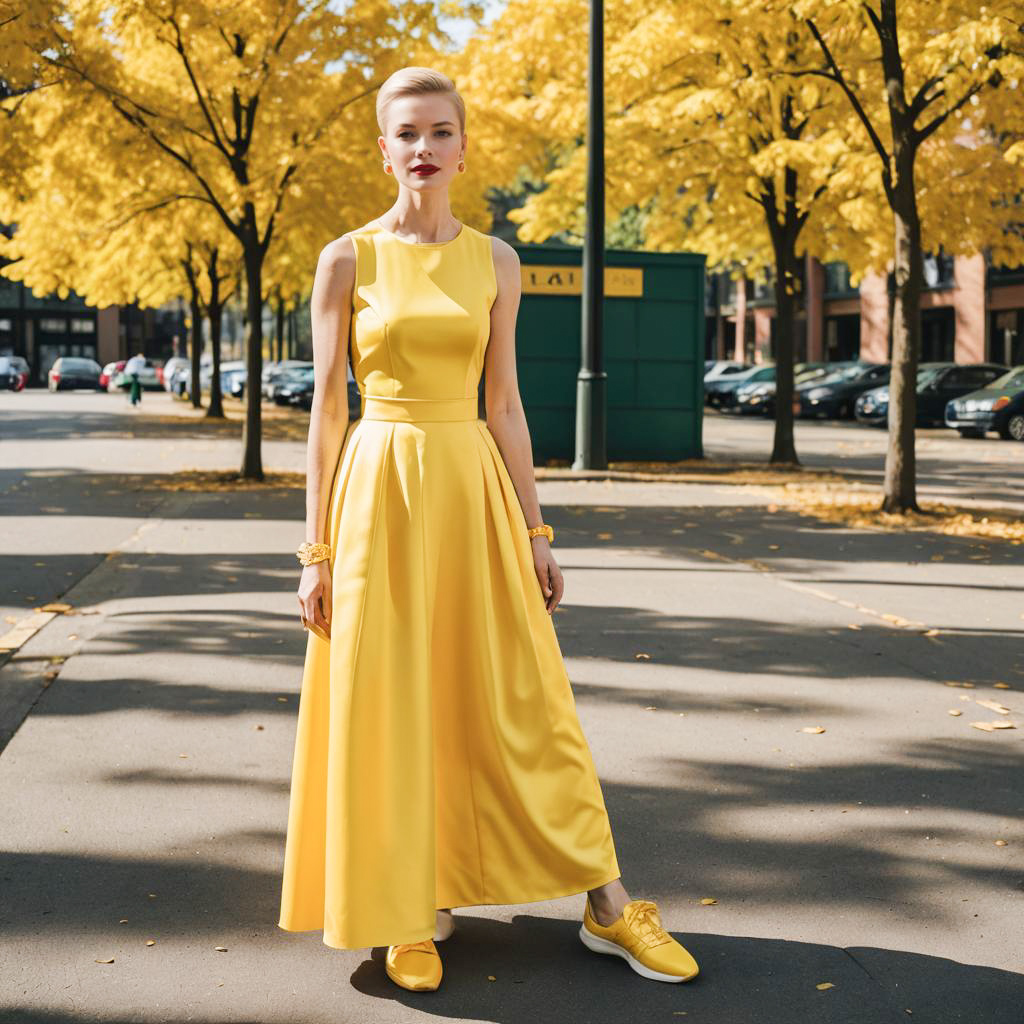 Sporty Elegance in Sunshine Yellow Gown