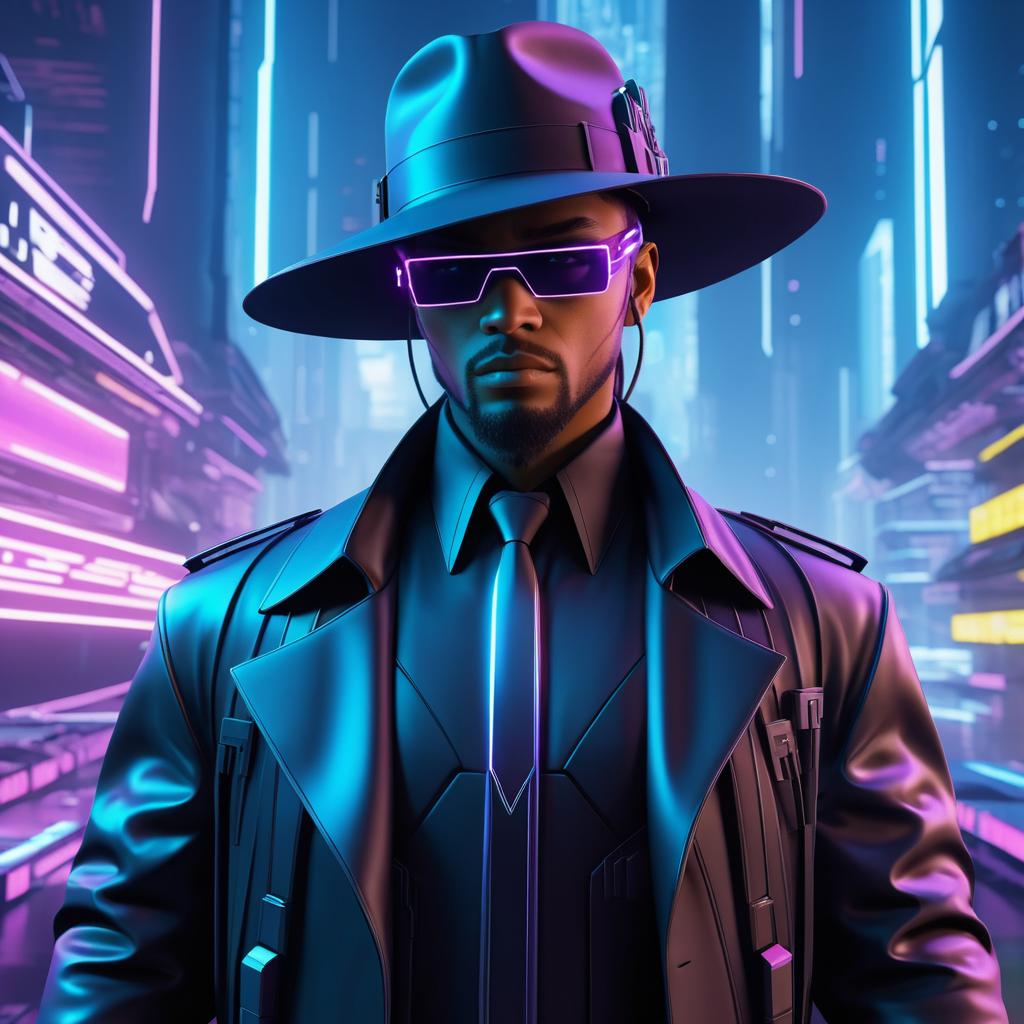 Cyberpunk Detective in Dystopian Future