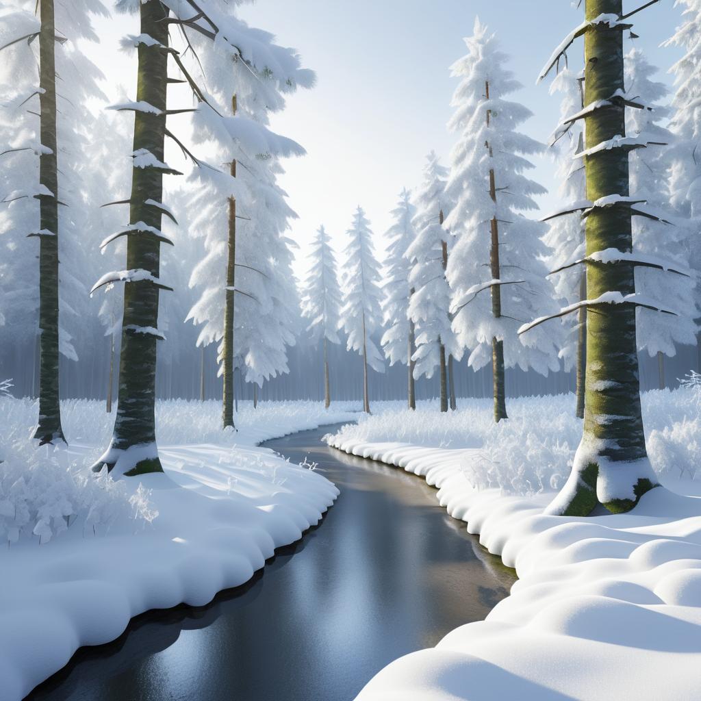 Stunning Photorealistic Snowy Forest Scene