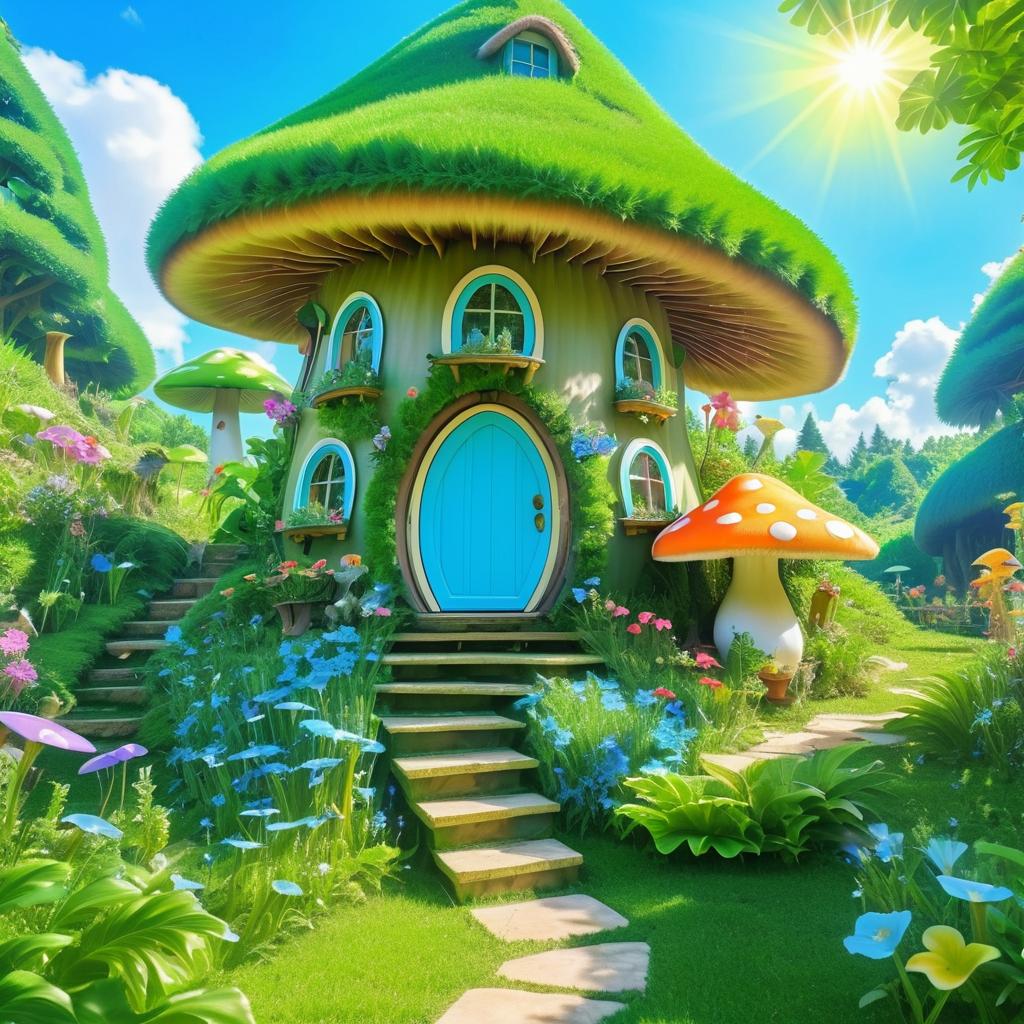 Whimsical Anime Centaur in Mushroom Home