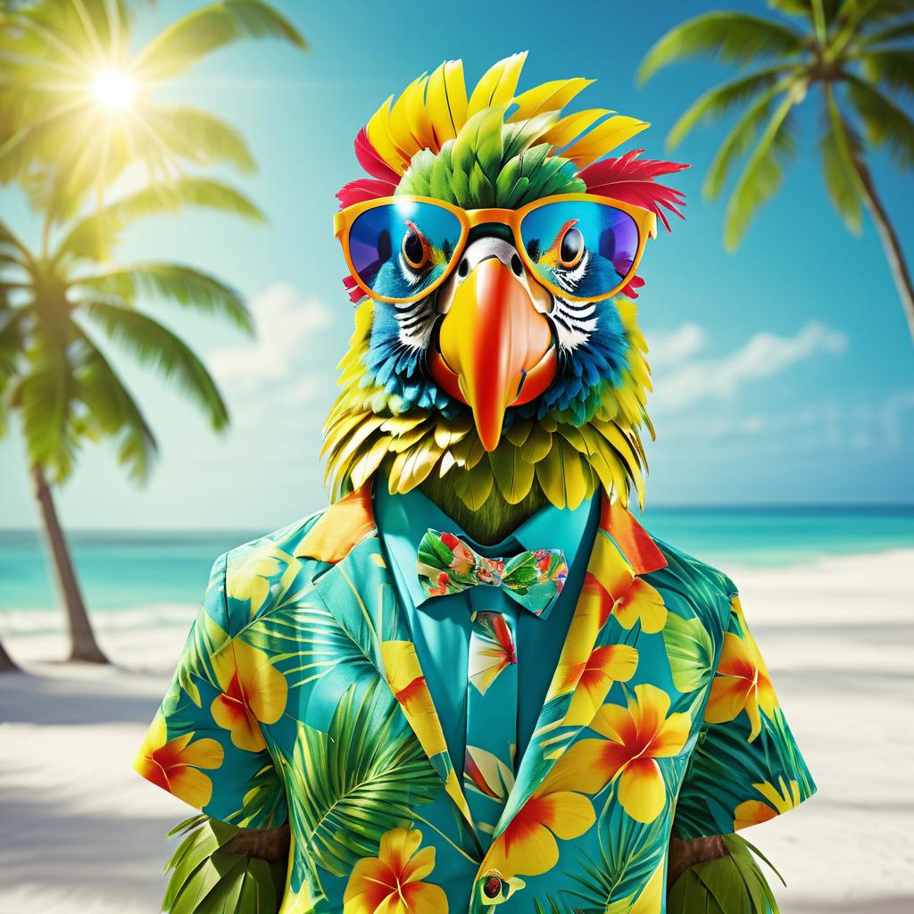 Tropical Parrot in Beach Attire