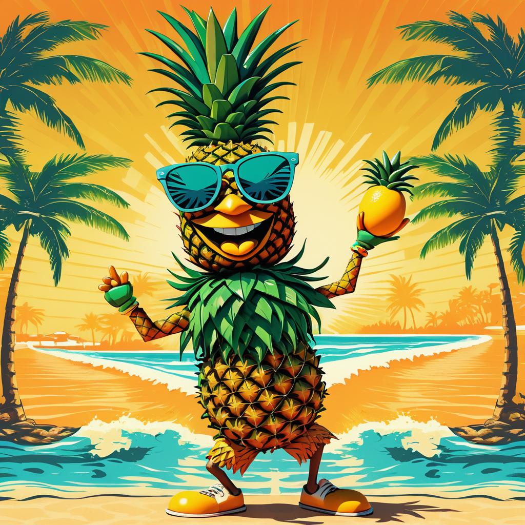 Dancing Pineapple Art with Tropical Vibes