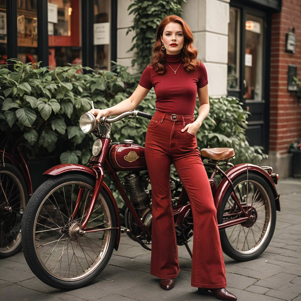 Confident Young Woman with Vintage Bicycle