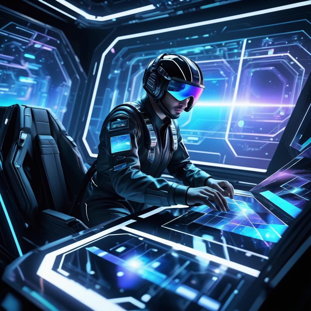 Futuristic Pilot in High-Tech Cockpit