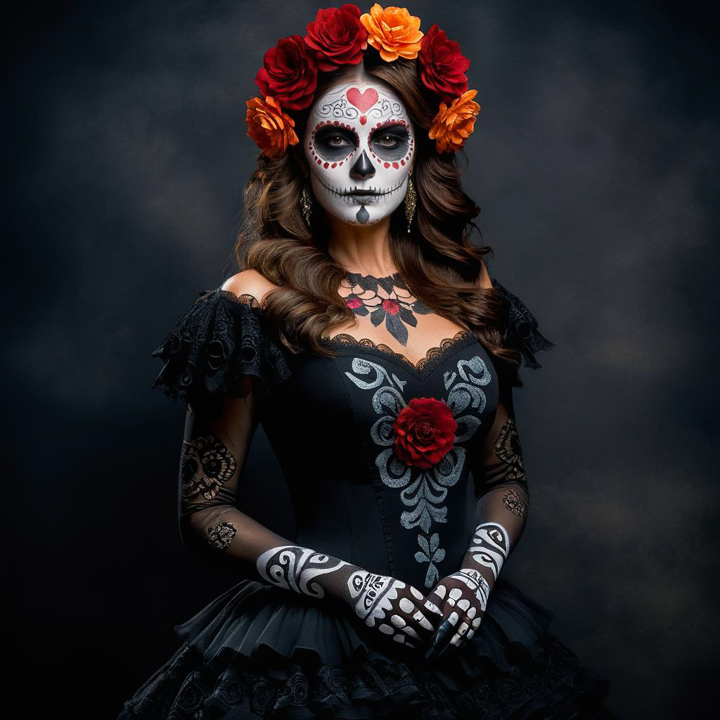 Mysterious Middle-Aged Woman in Calavera