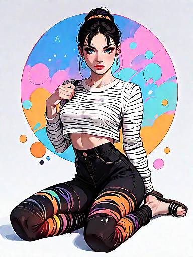 Stylish Young Woman in Coordinated Streetwear