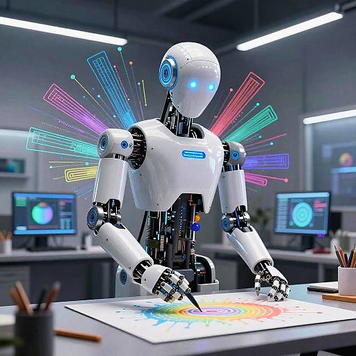 AI Artist Robot Crafting Masterpiece
