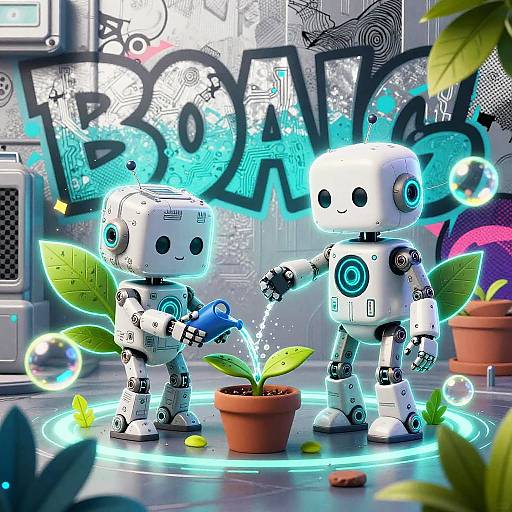 Robot Tending Cybernetic Urban Garden