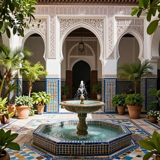 Serene Moroccan Riad Courtyard Scene