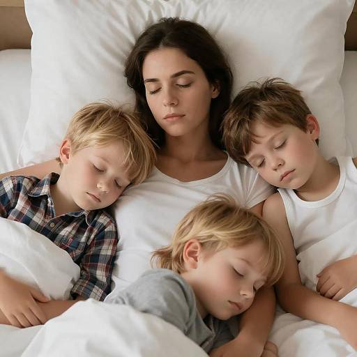 Cozy Family Sleep Portrait in Soft Light