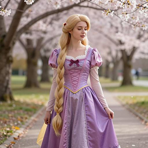 Cosplay Rapunzel in Cherry Blossom Park