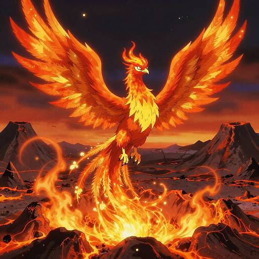 Mystical Phoenix Rising at Dawn