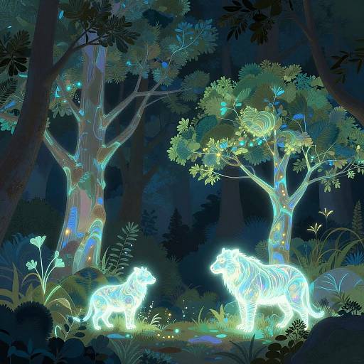 Glowing Holographic Mystical Forest
