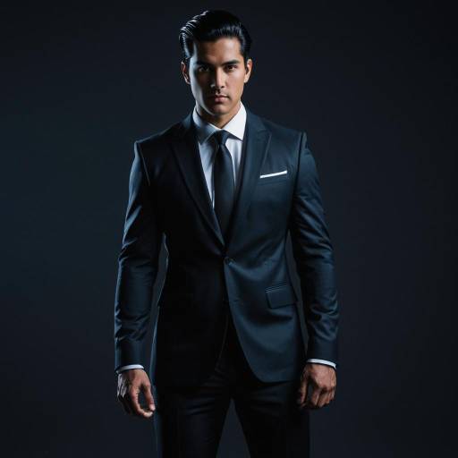 Man in Dark Tailored Suit with Slicked-Back Hair