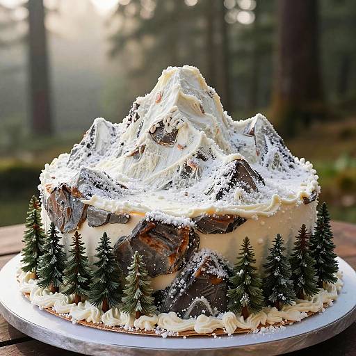 Realistic Snow-Capped Mountain Cake