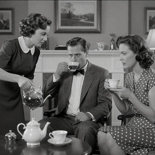 Elegant Black-and-White Tea Gathering