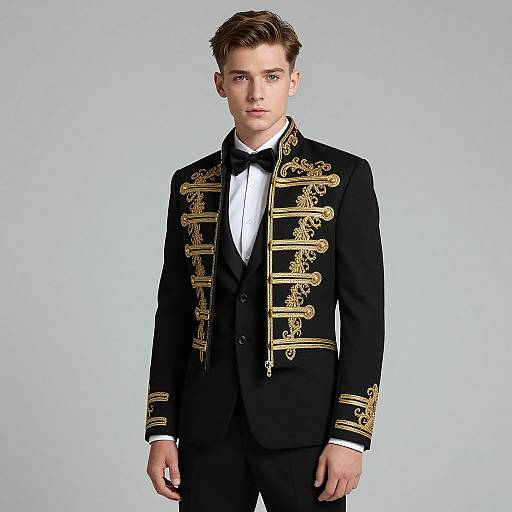 Man in Embroidered Black Jacket