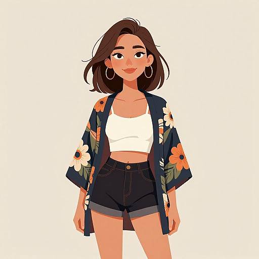 Boho-Chic Smiling Woman Portrait