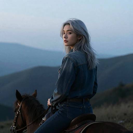 Cinematic Cowgirl in Misty Mountains