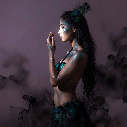 Macro Ethereal Peacock-Teal Spirit Portrait