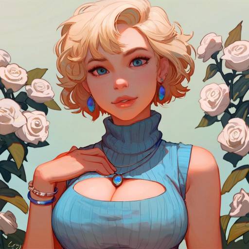 Elegant Girl with Jewelry and Flowers