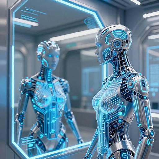 Futuristic Cybernetic Humanoid Reflection