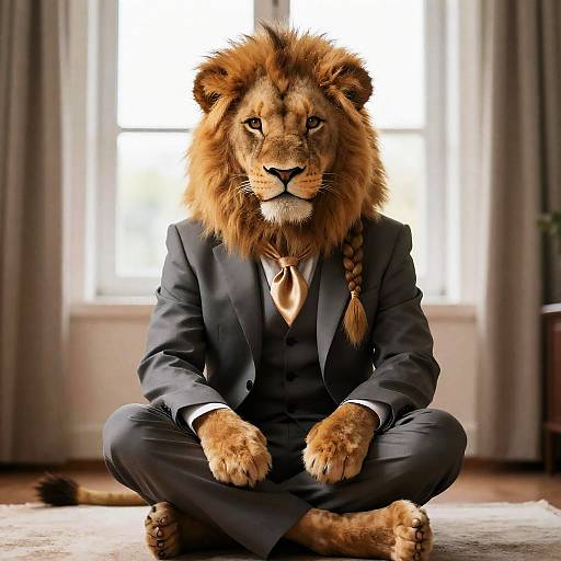 Shy Lion Boy in Formal Suit