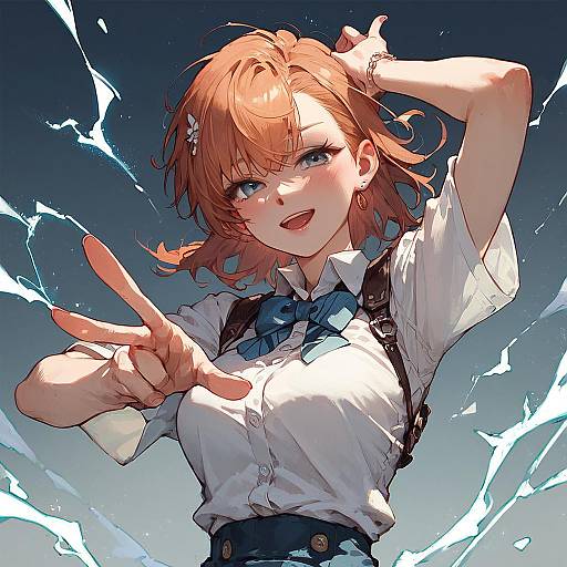 Misaka Mikoto Electric Pose, Confident Smile