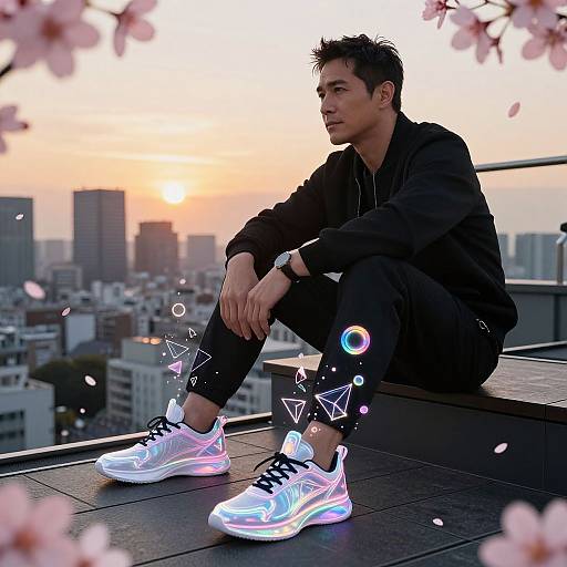 Futuristic Man on Tokyo Rooftop