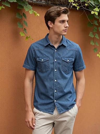 Relaxed Outdoor Portrait in Denim Shirt